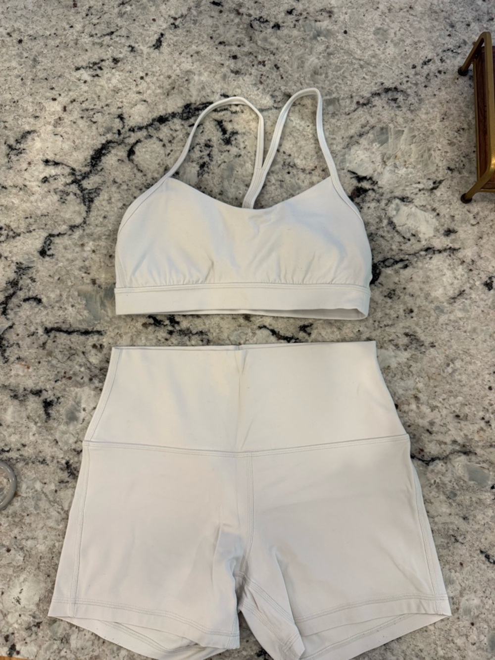 lululemon athletica White Seamless Strappy Sports Bra & High-Waist Shorts Set